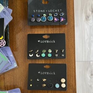 Lovesick Celestial Earring Set - Blue Green Purple and Black